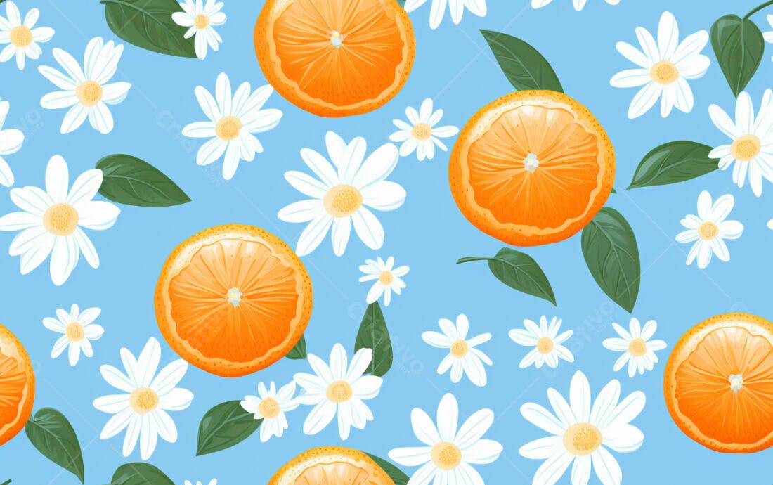 Textura floral laranja e margarida para fundo