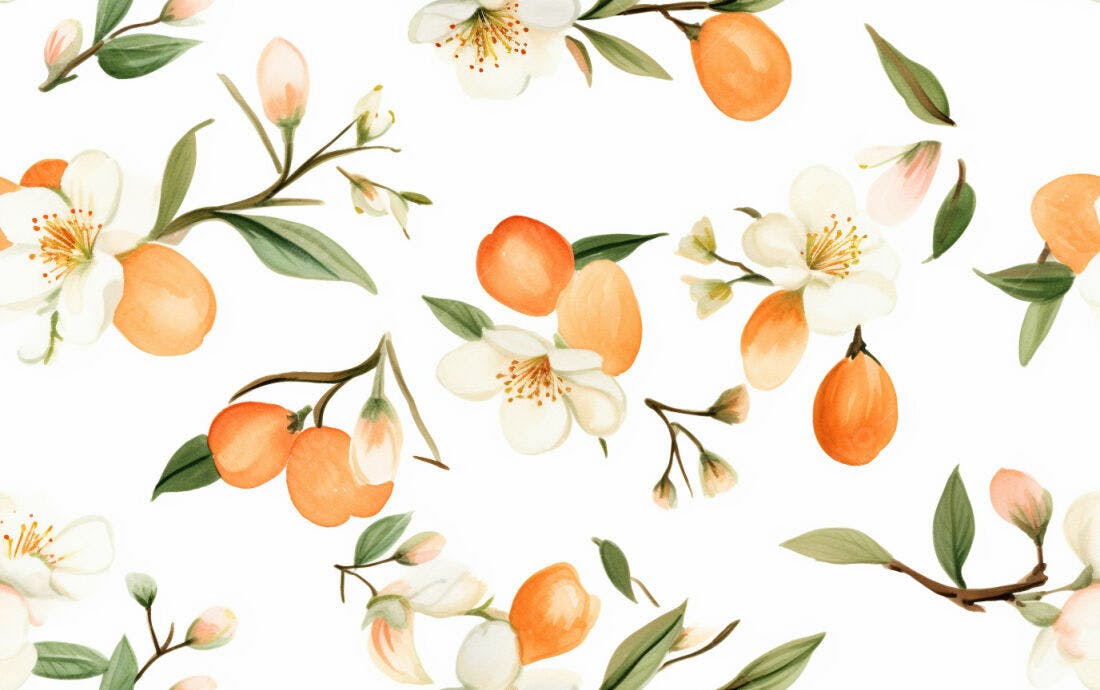 Textura floral laranja e branca para fundo