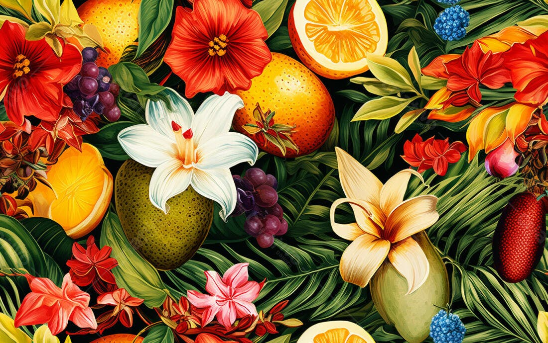 Textura Floral Tropical para Fundo