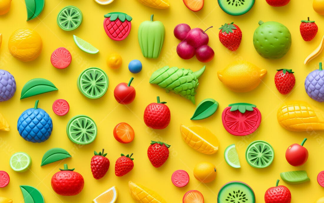 Textura Frutas Coloridas para Fundo Vibrante