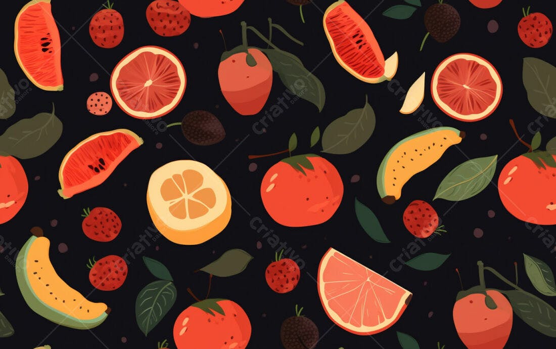 Textura Frutas Vermelhas e Amarelas para Fundo