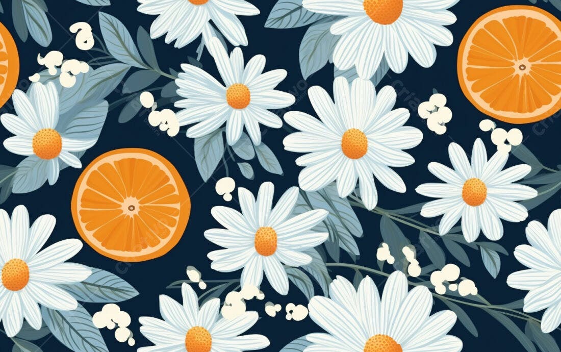 Textura floral margaridas laranjas para fundo