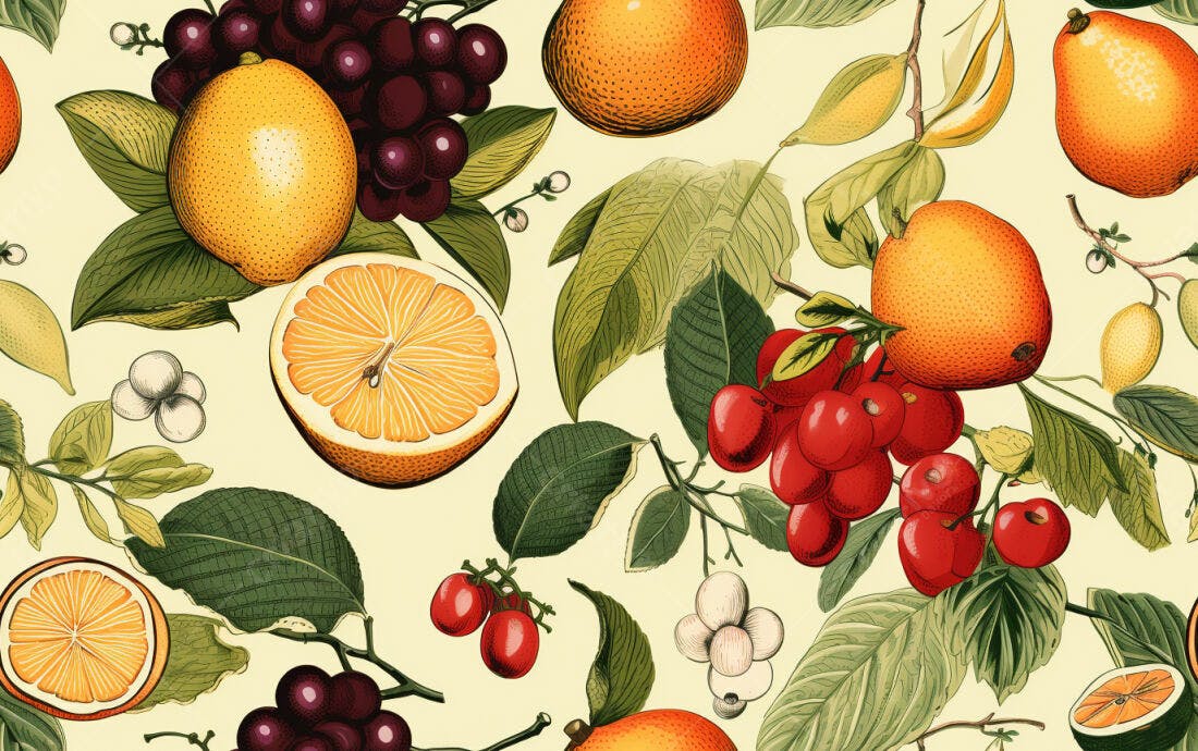 Textura Frutas Cítricas e Bagas para Fundo