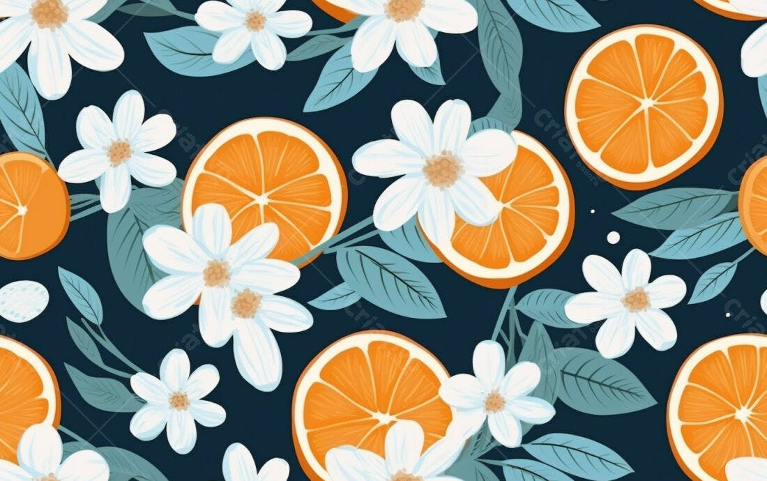 Textura floral laranja e branca para fundo