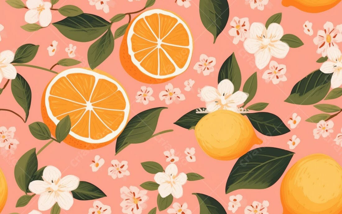 Textura frutas cítricas e flores para fundo
