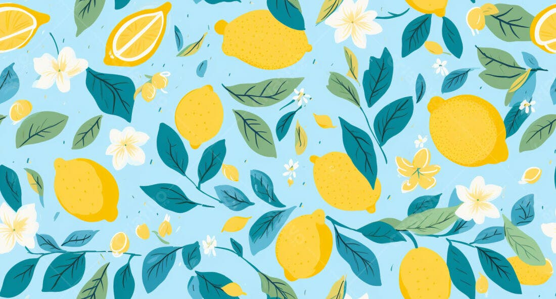Textura Limão e Flores para Fundo