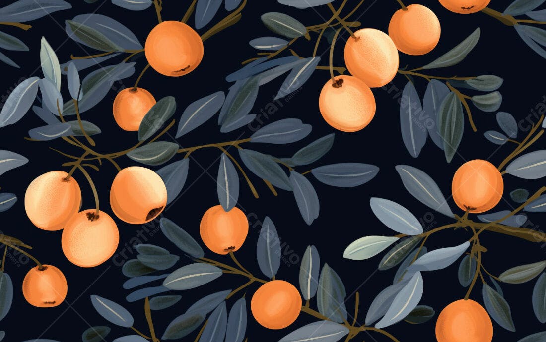 Textura Frutas Laranjas e Folhas para Fundo
