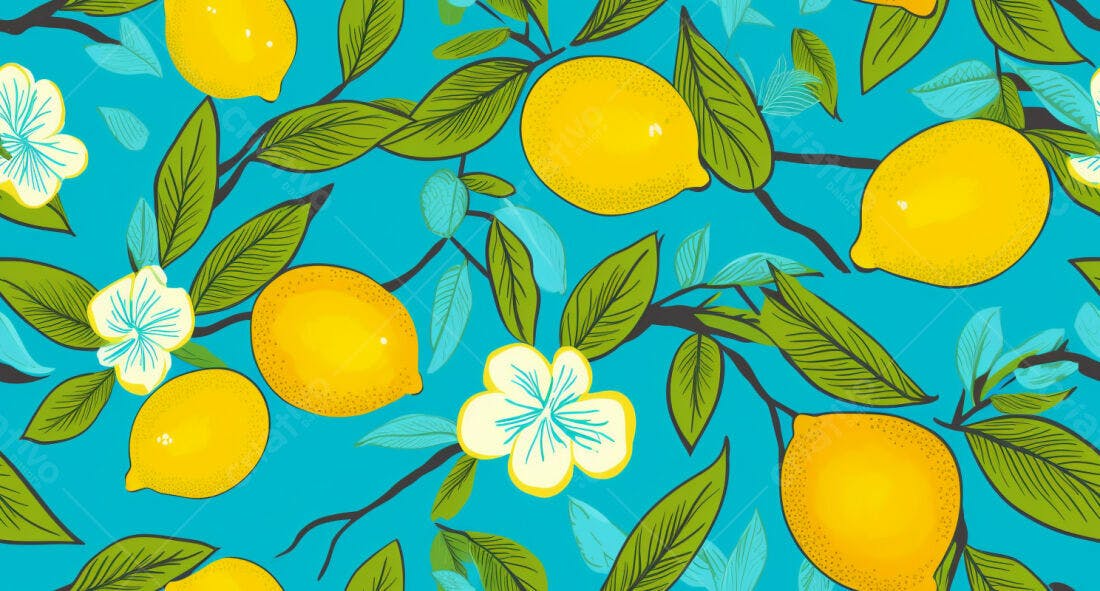 Textura Limão e Folhas para Papel de Parede