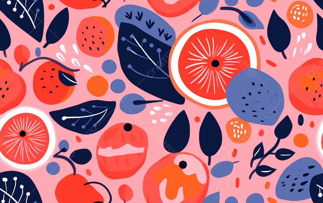 Textura Frutas Estilizadas para Fundo