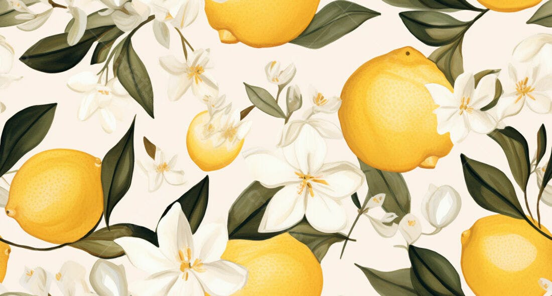 Textura Limão e Flores para Papel de Parede