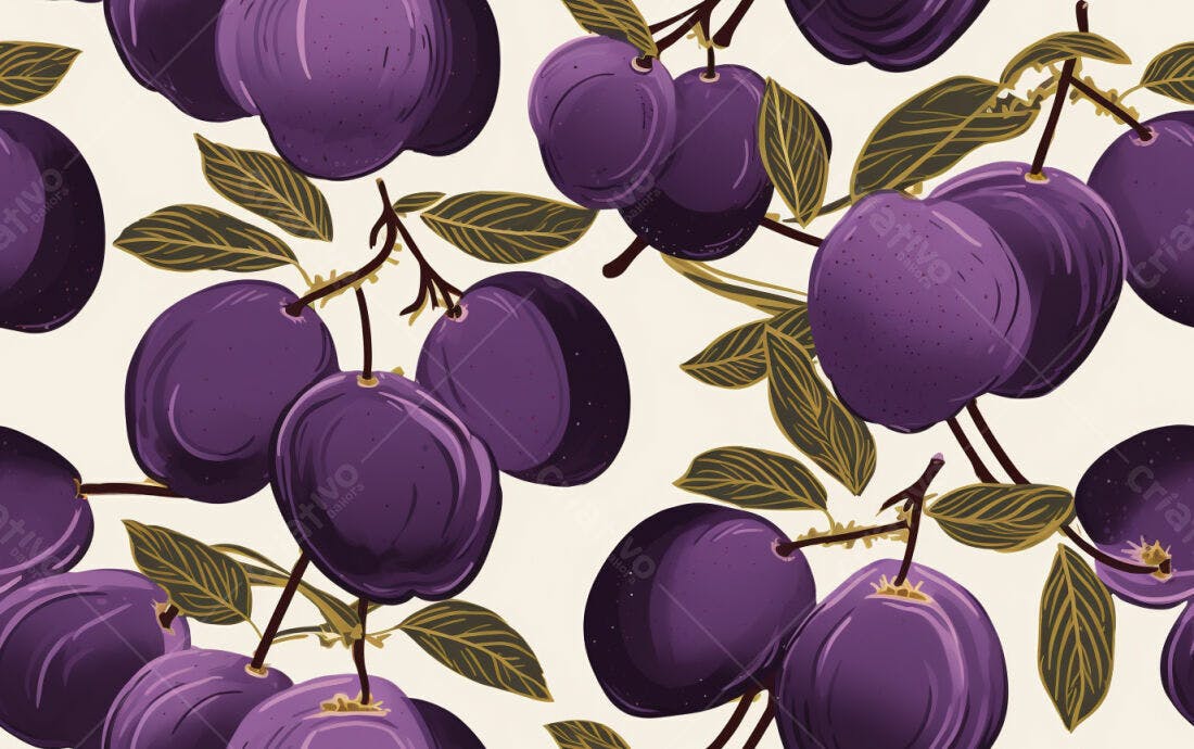 Textura Frutas Ameixas Roxo para Papel de Parede