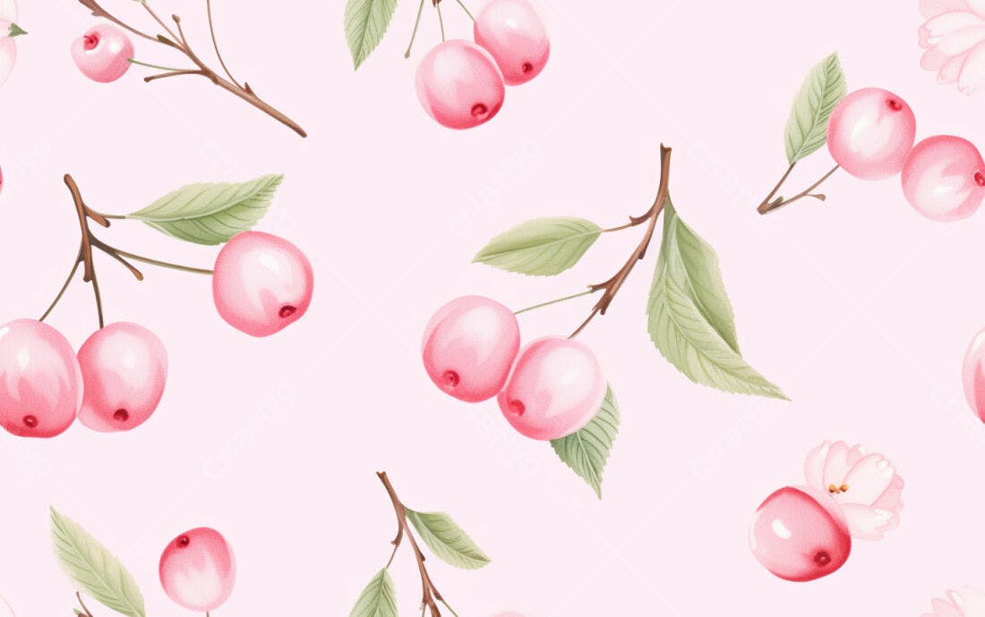 Textura Cerejas Rosas para Papel de Parede