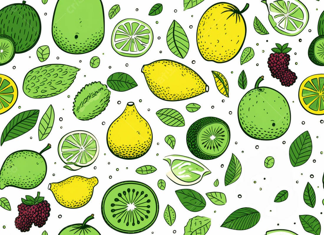 Textura Frutas Cítricas e Folhas para Fundo