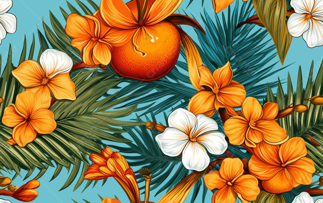 Textura floral tropical para papel de parede