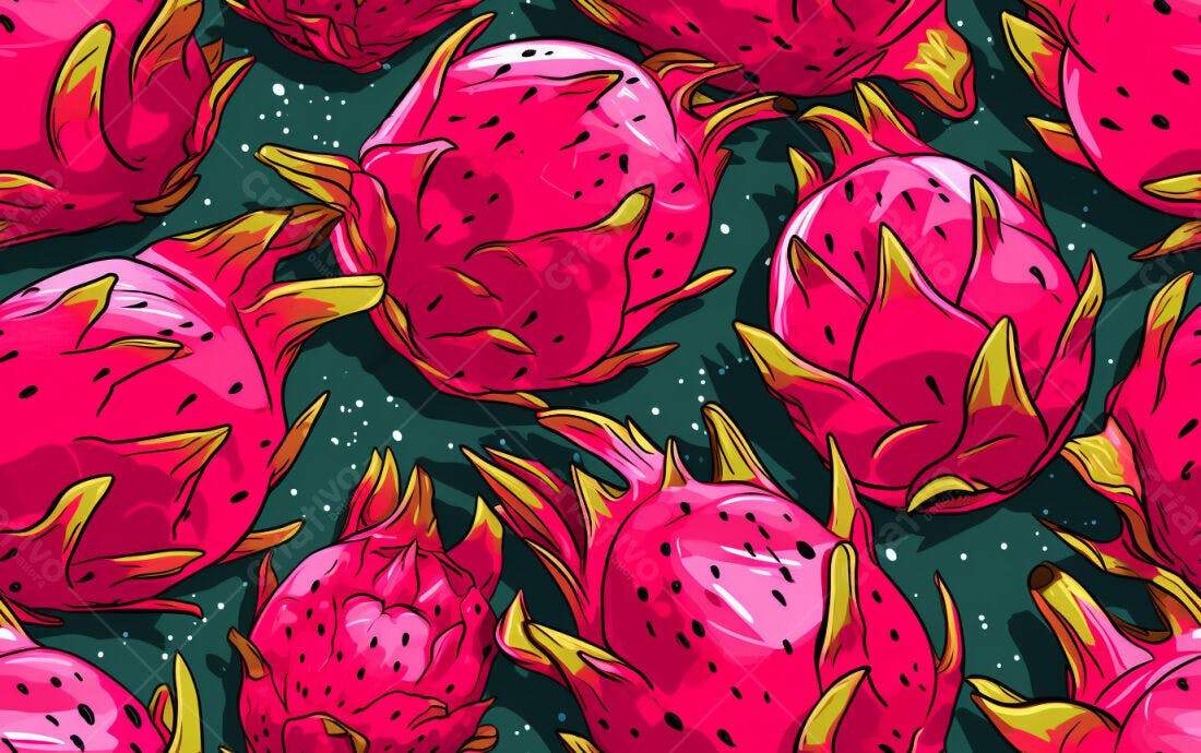 Textura Frutas Dragão para Fundo Tropical