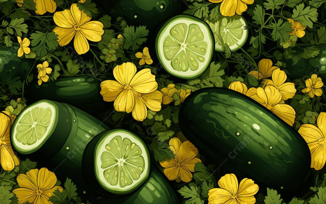 Textura Frutas Cítricas e Pepinos para Fundo