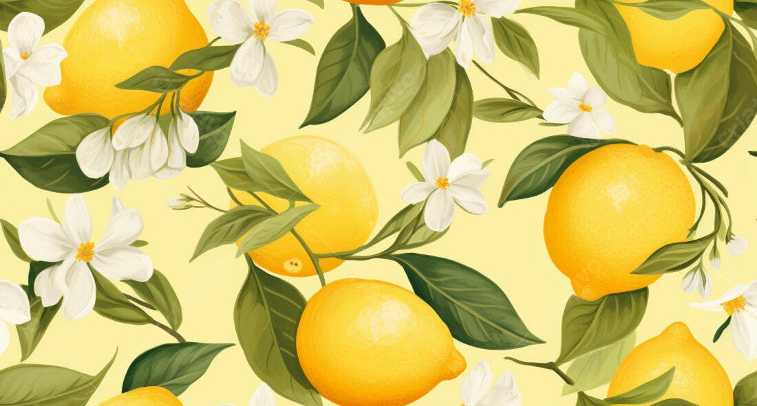 Textura Limão e Flores para Papel de Parede