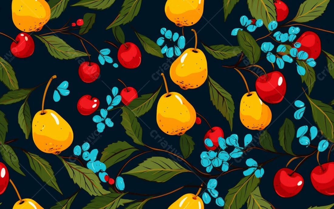 Textura Frutas Vermelhas e Amarelas para Fundo