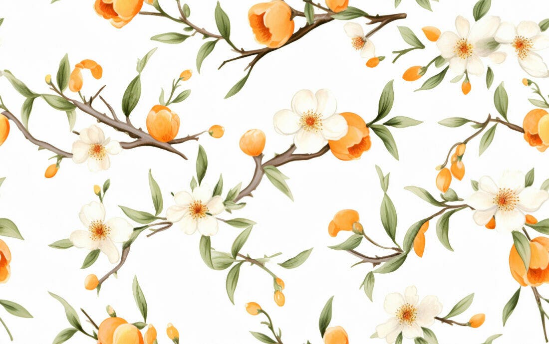 Textura floral laranja e branca para papel de parede