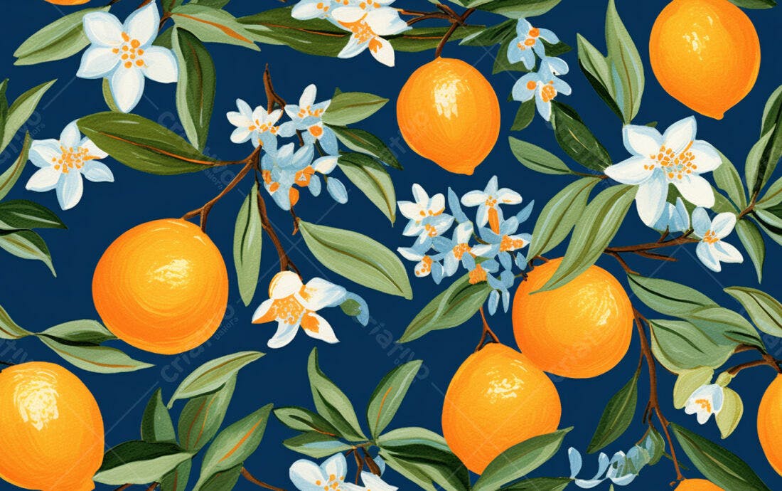 Textura floral laranjas e flores para fundo