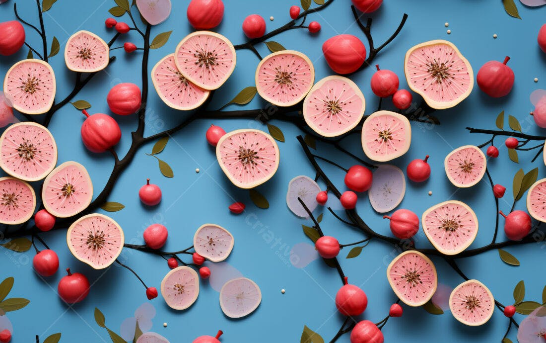 Textura Frutas Rosas para Fundo Moderno
