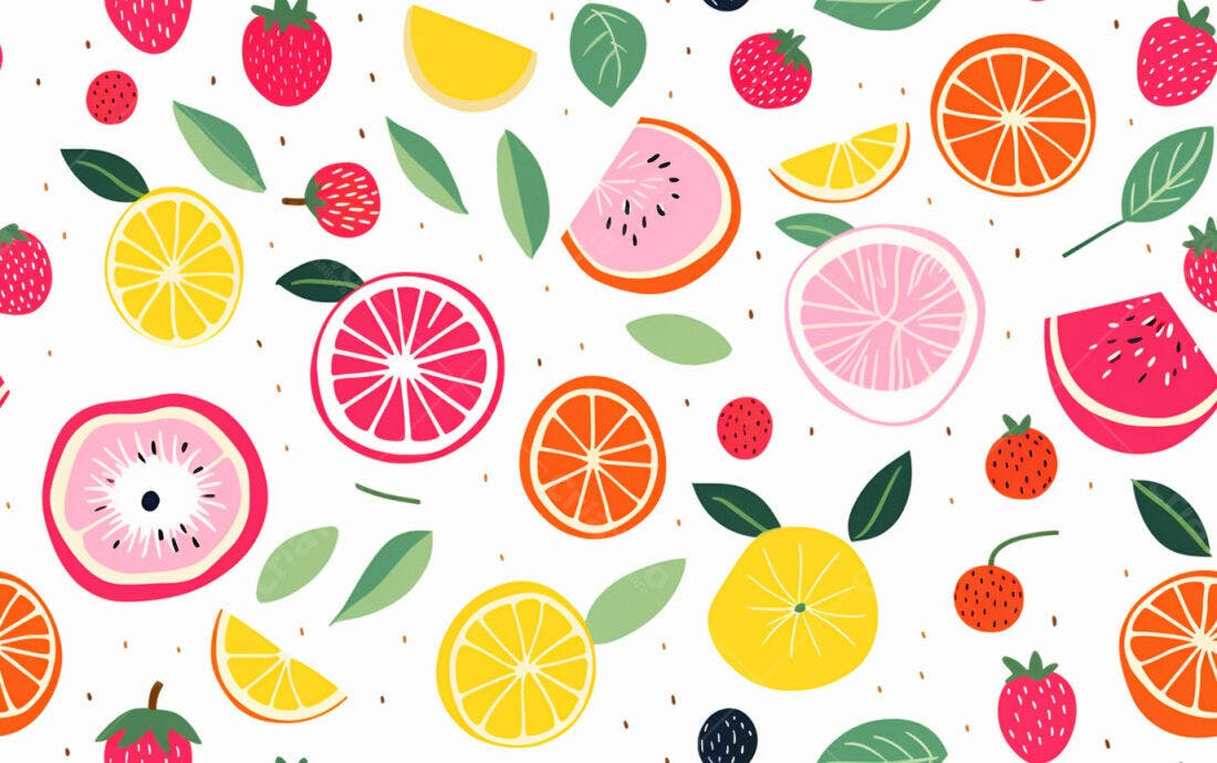 Textura frutas tropicais coloridas para fundo