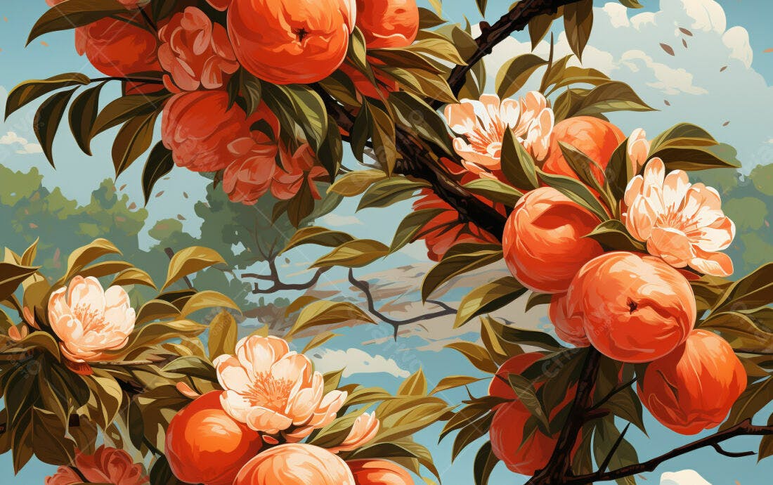 Textura pêssego e flores para papel de parede