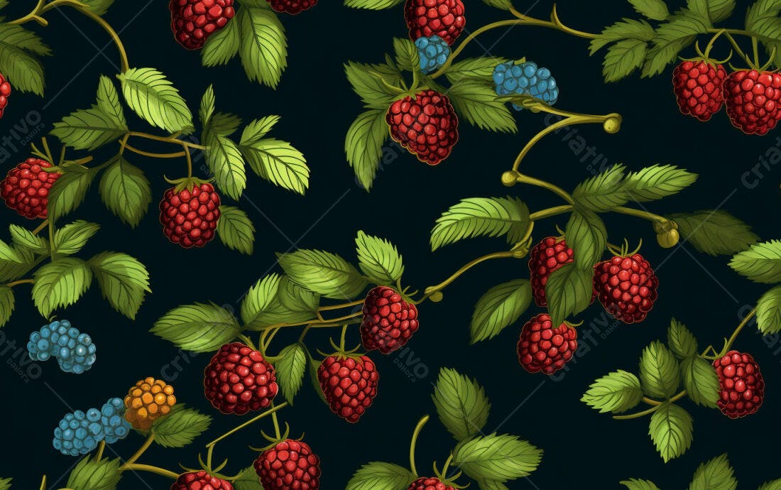 Textura Frutas Vermelhas e Azuis para Papel de Parede