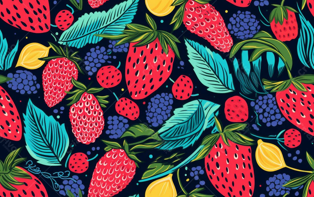 Textura Frutas Vermelhas e Azuis para Fundo