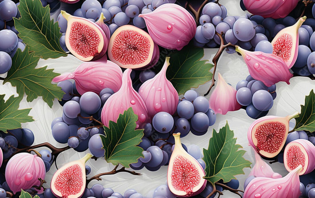Textura Figos e Uvas para Papel de Parede