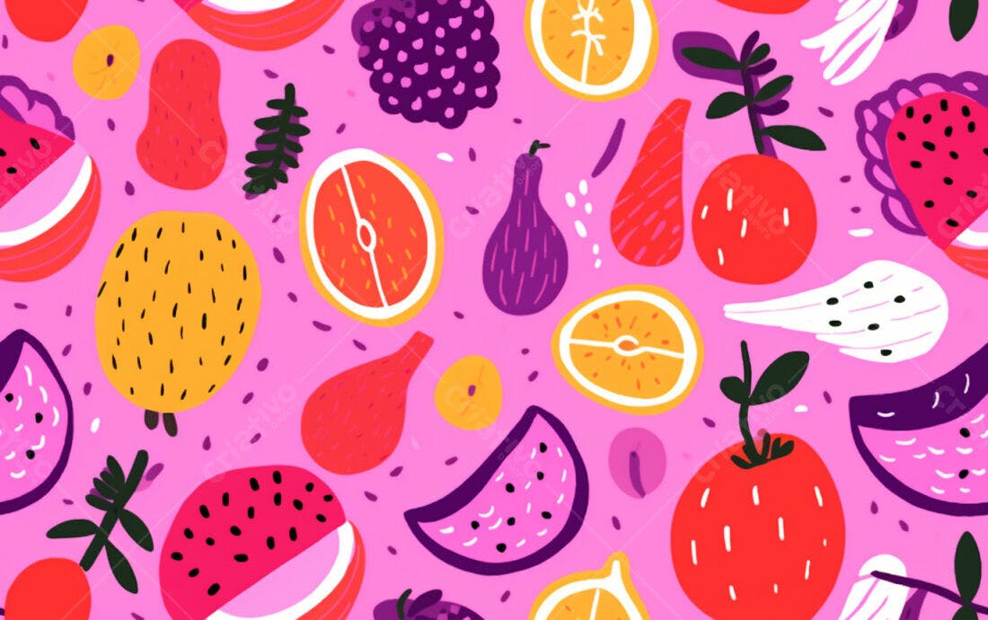 Textura Frutas Coloridas para Fundo Vibrante