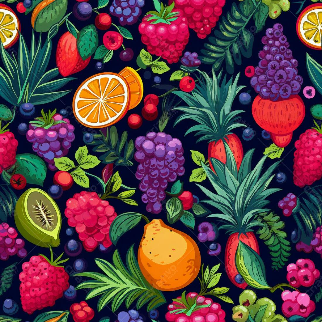Textura Frutas Tropicais Coloridas para Fundo