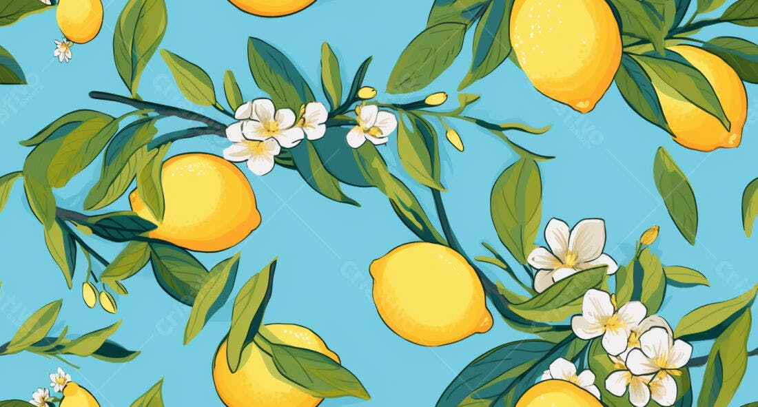 Textura Limão e Flores para Fundo