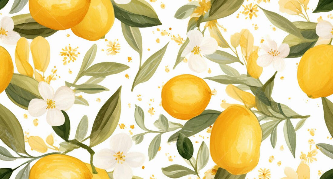 Textura Limão e Flores para Fundo