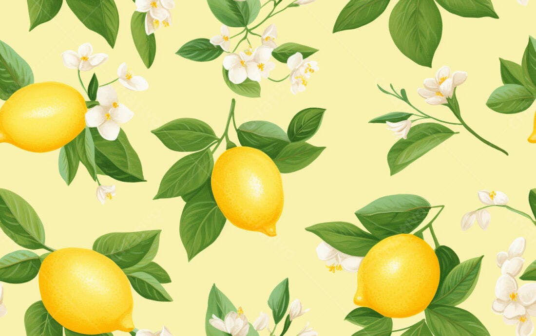 Textura Limão e Flores para Fundo