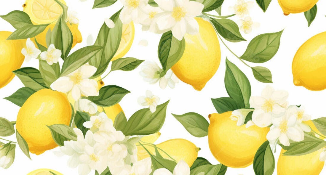 Textura Limão e Flores para Papel de Parede