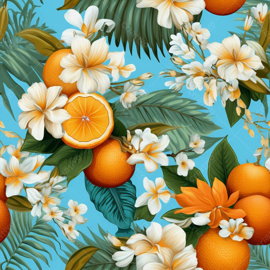 Textura floral tropical laranjas para papel de parede