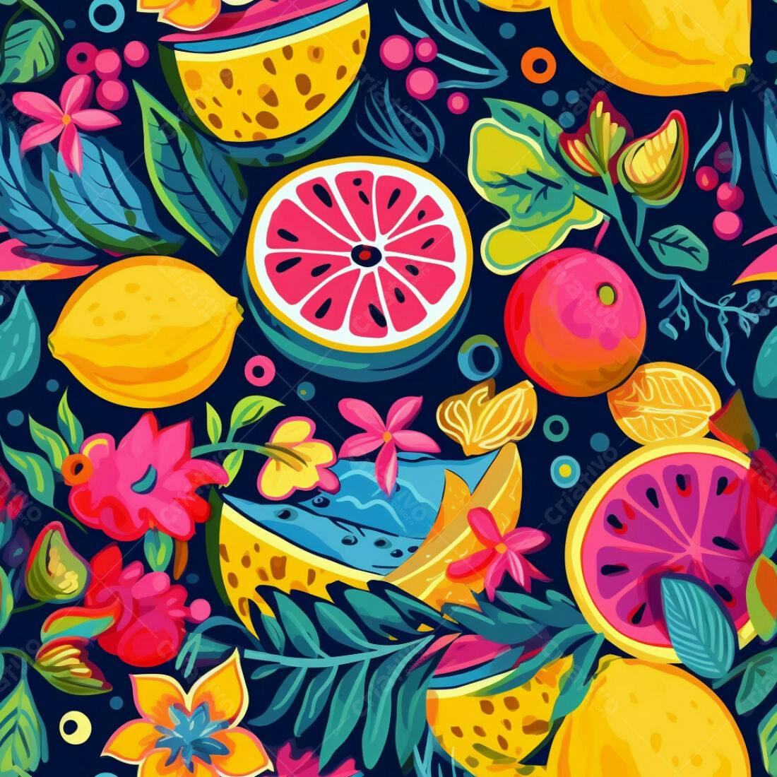 Textura Frutas Tropicais Vibrantes para Fundo