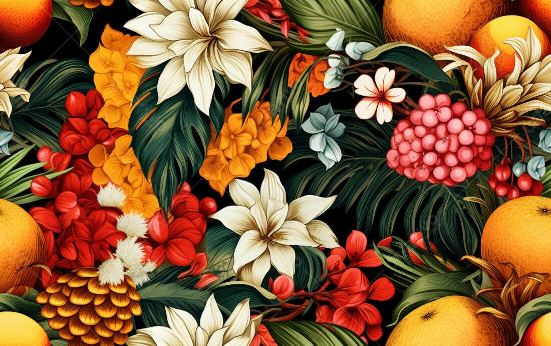 Textura Floral Tropical para Papel de Parede