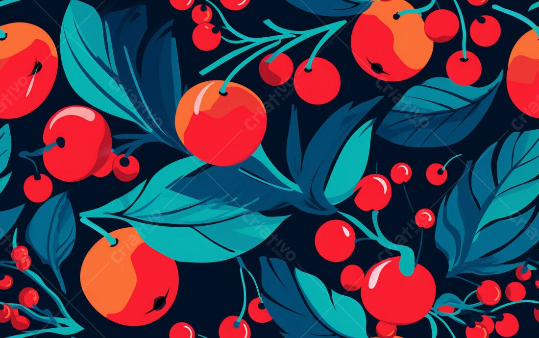 Textura Frutas Vermelhas e Folhas para Fundo