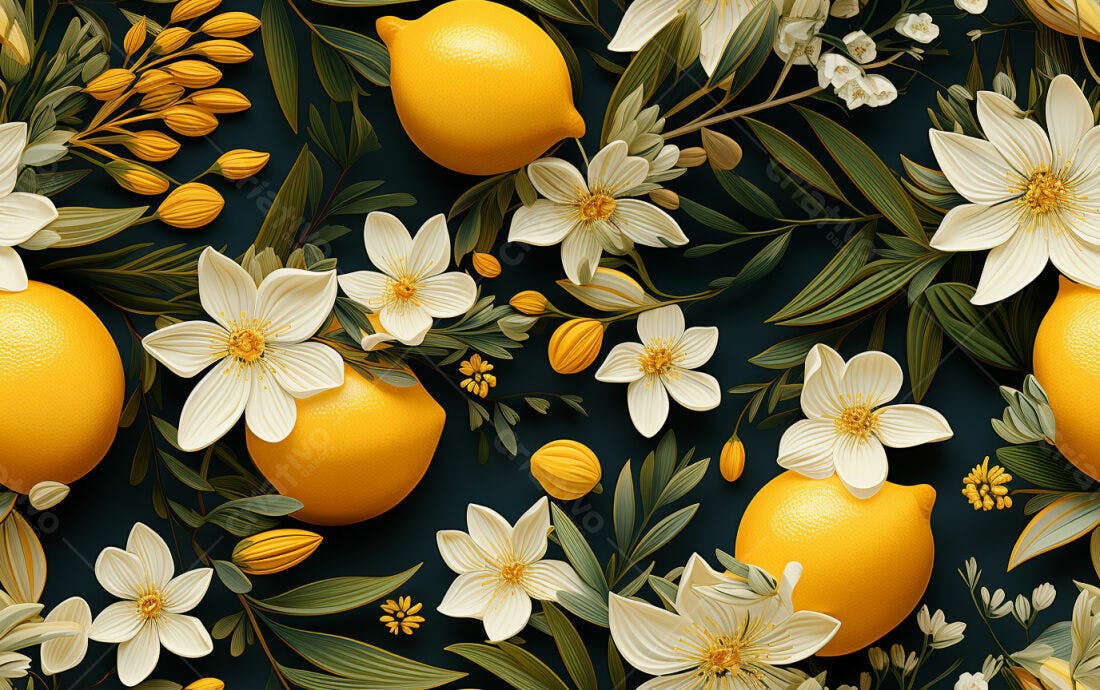 Textura Limão e Flores para Fundo