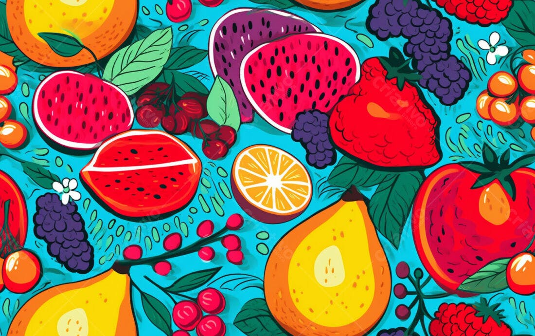 Textura Frutas Tropicais Vibrantes para Fundo