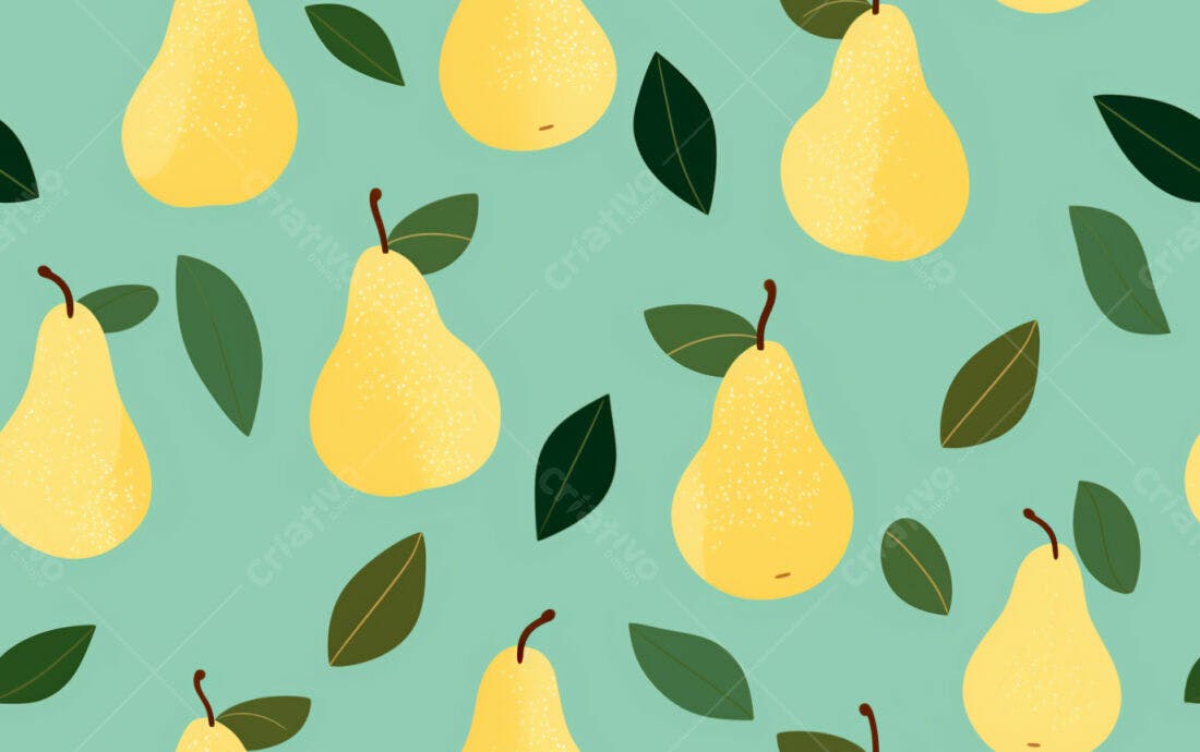 Textura Pera Amarela e Folhas para Fundo
