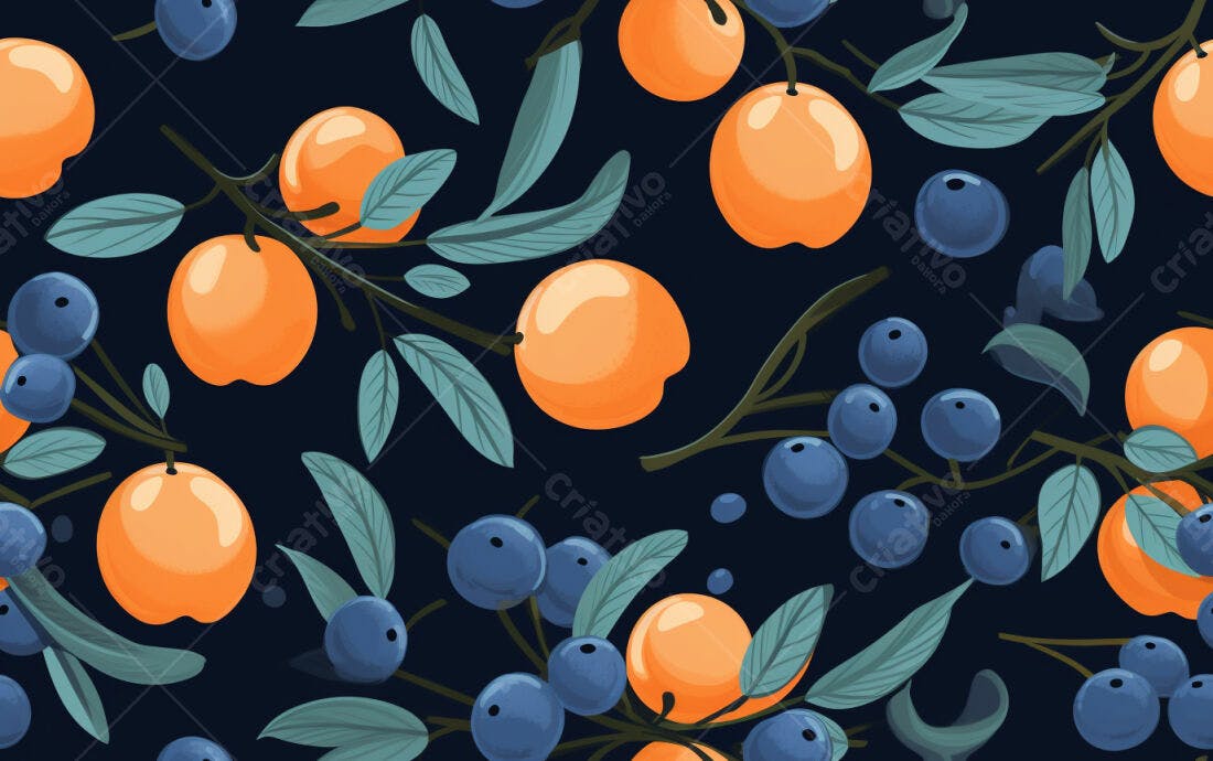 Textura Frutas Laranjas e Mirtilos para Fundo