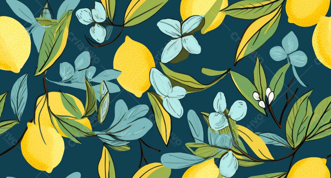 Textura limão e flores para papel de parede