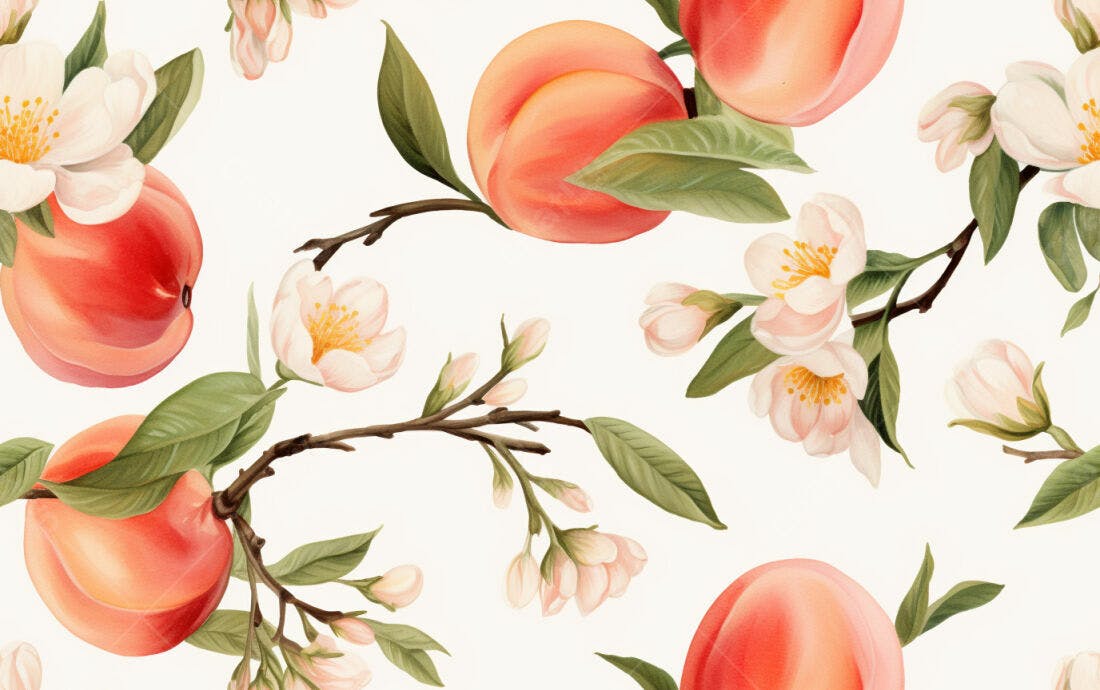 Textura pêssego e flores para papel de parede