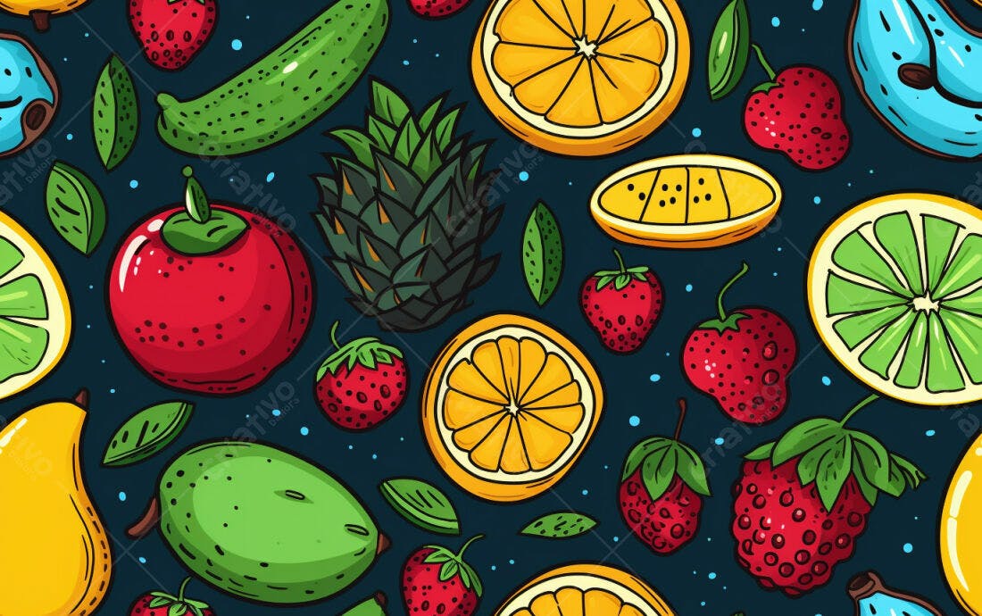 Textura Frutas Desenhadas para Fundo