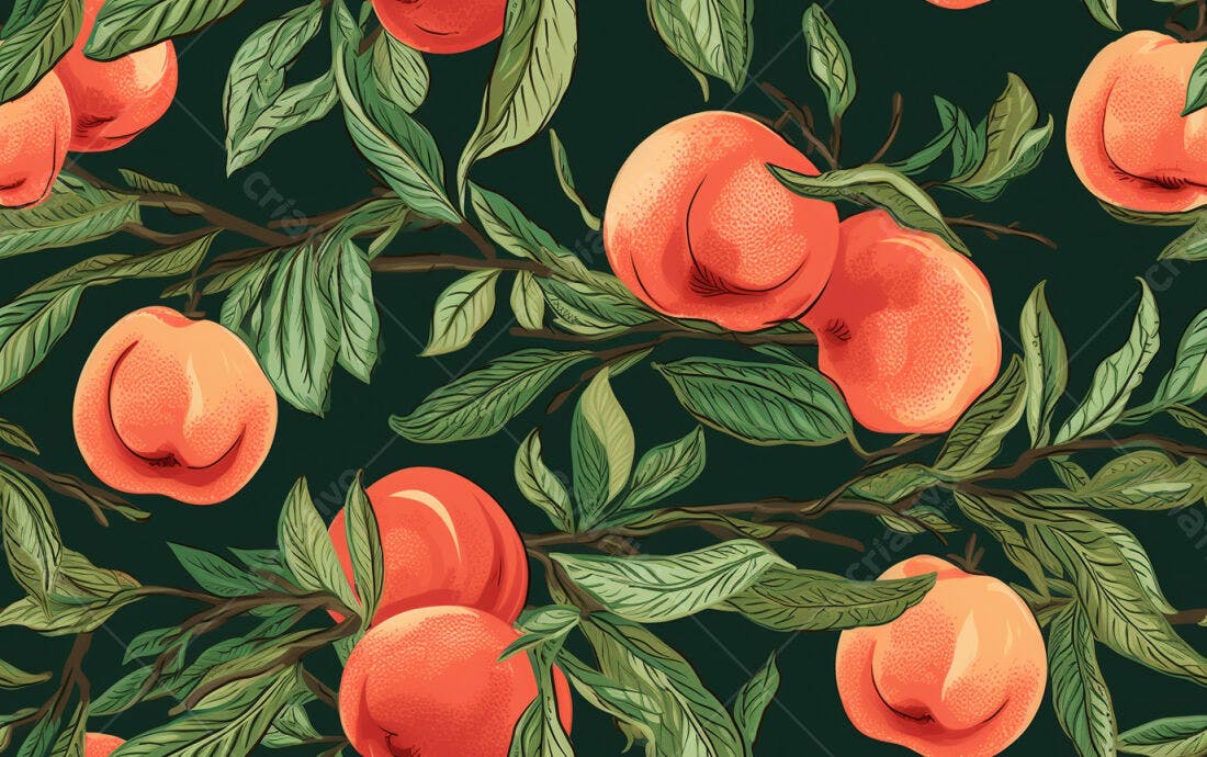 Textura pêssegos e folhas para papel de parede