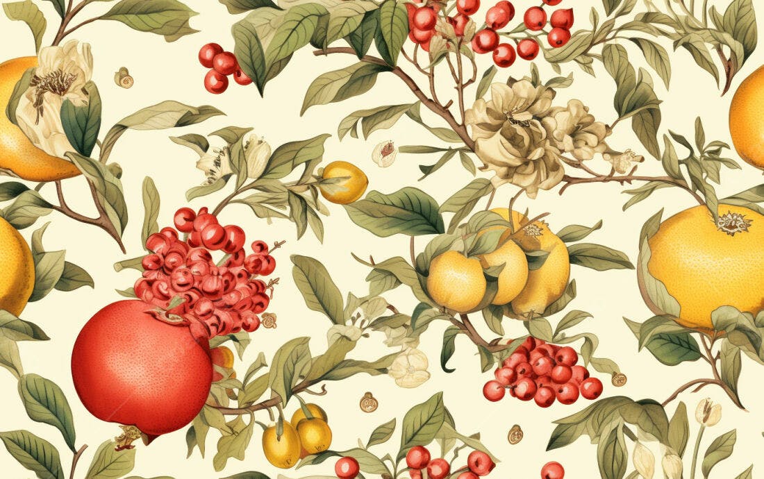 Textura floral frutas cítricas para papel de parede