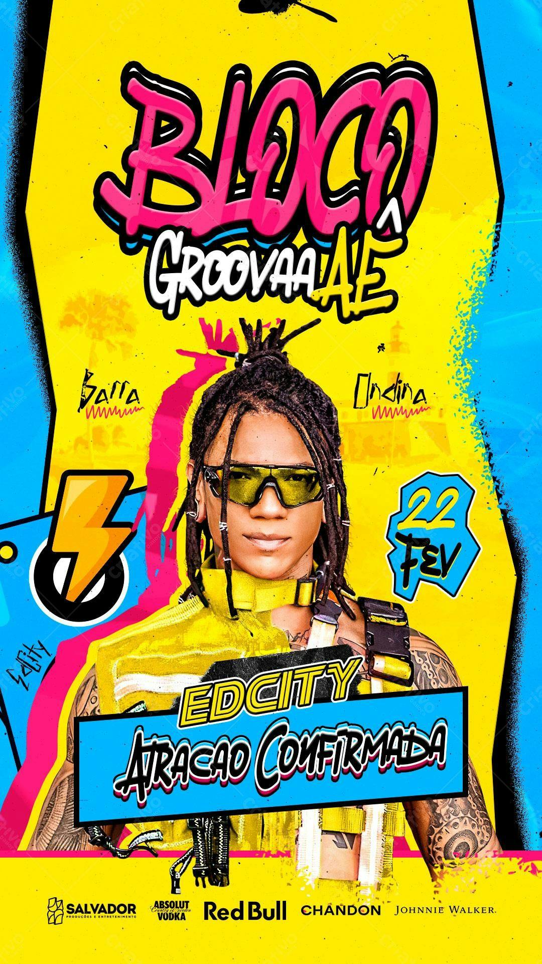 Flyer Bloco GroovaaAe com EDCity PSD Editável